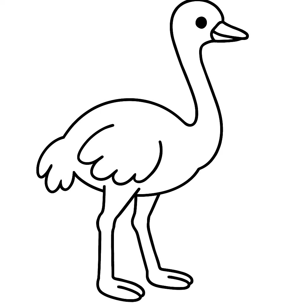 Nakreslete Pštros zdarma základní tisknutelné omalovánka