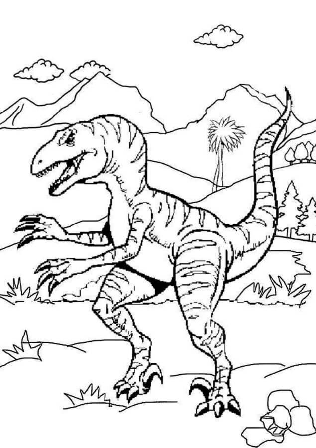 Nakreslete Velociraptor zdarma snadný tisknutelné omalovánka