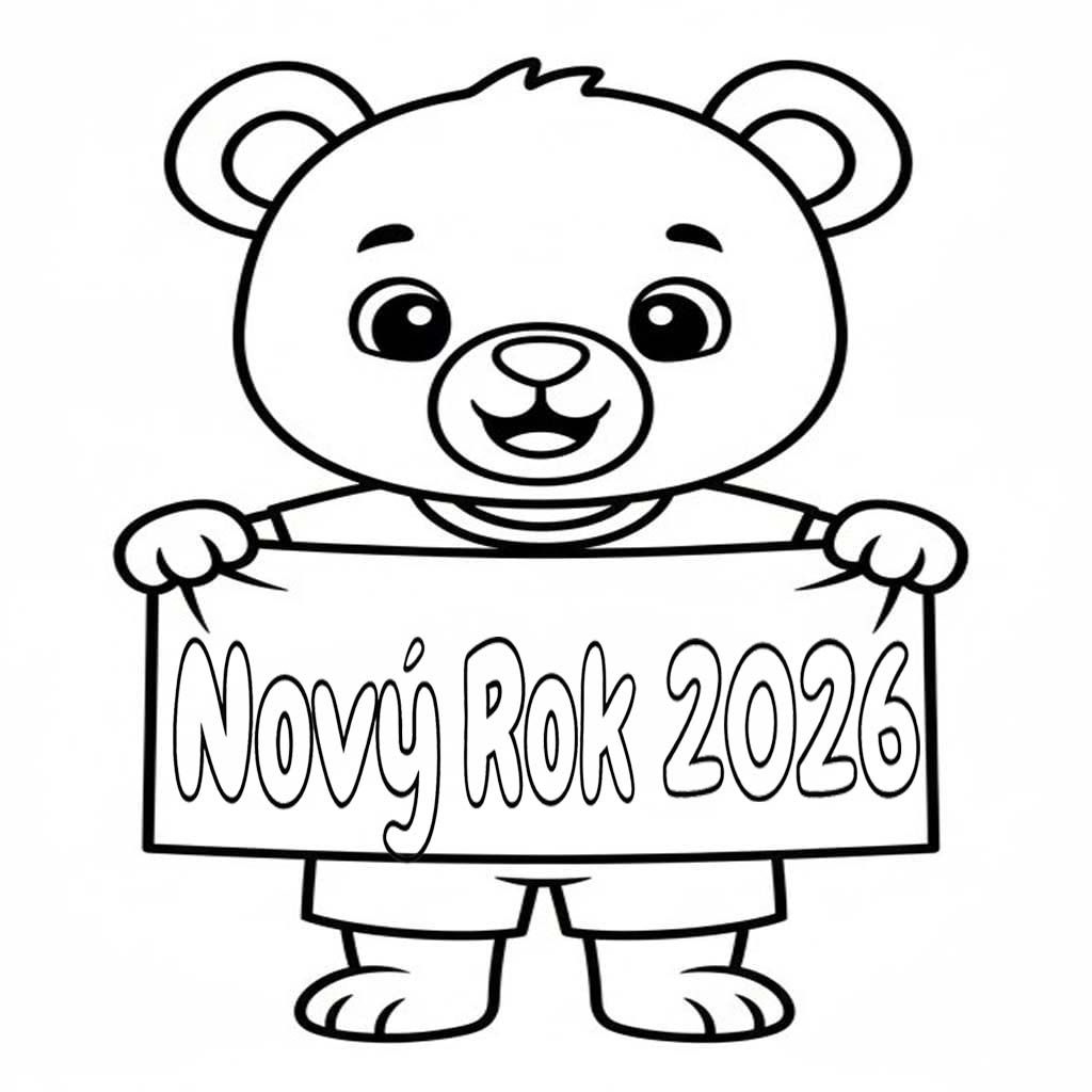 Nový Rok 2026 pro děti omalovánka