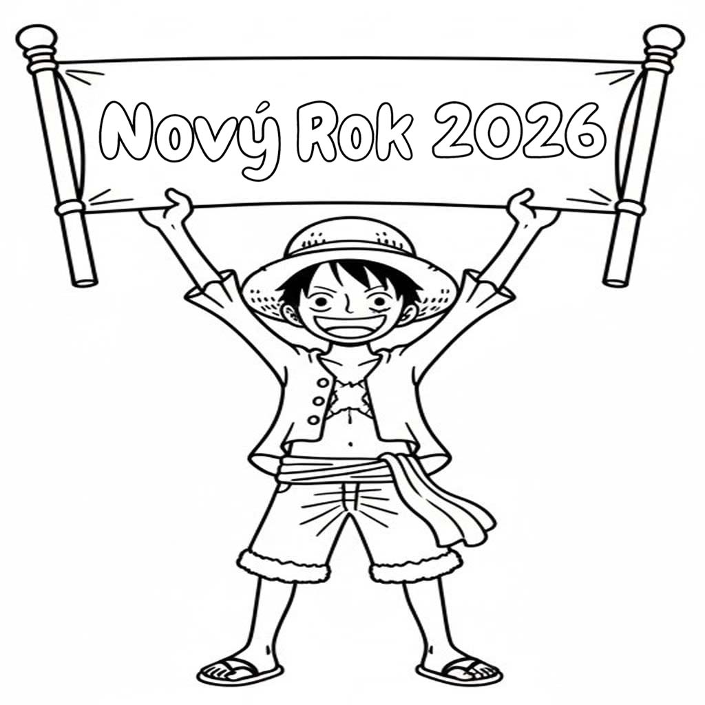 Nový Rok 2026 tisknutelné pro děti omalovánka