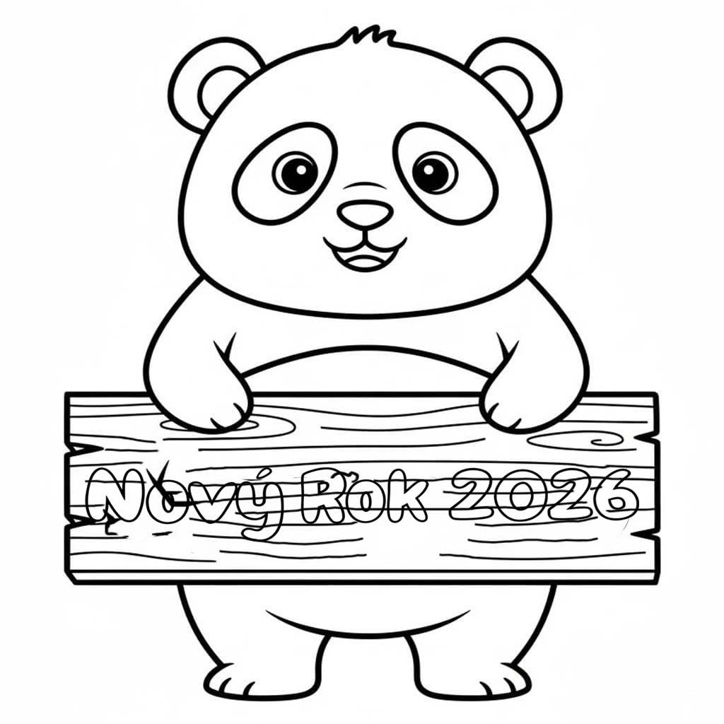 Nový Rok 2026 zdarma snadný omalovánka
