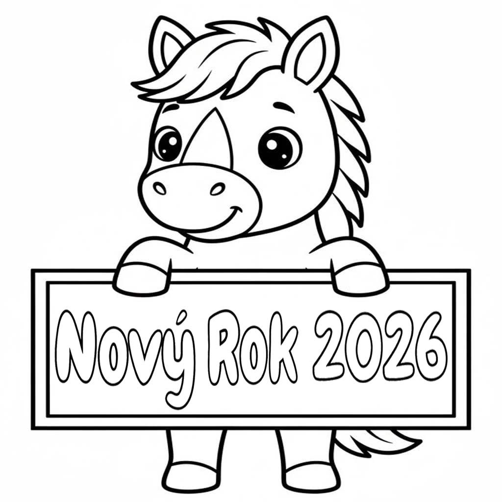 Nový Rok 2026 zdarma tisknutelné pro děti omalovánka