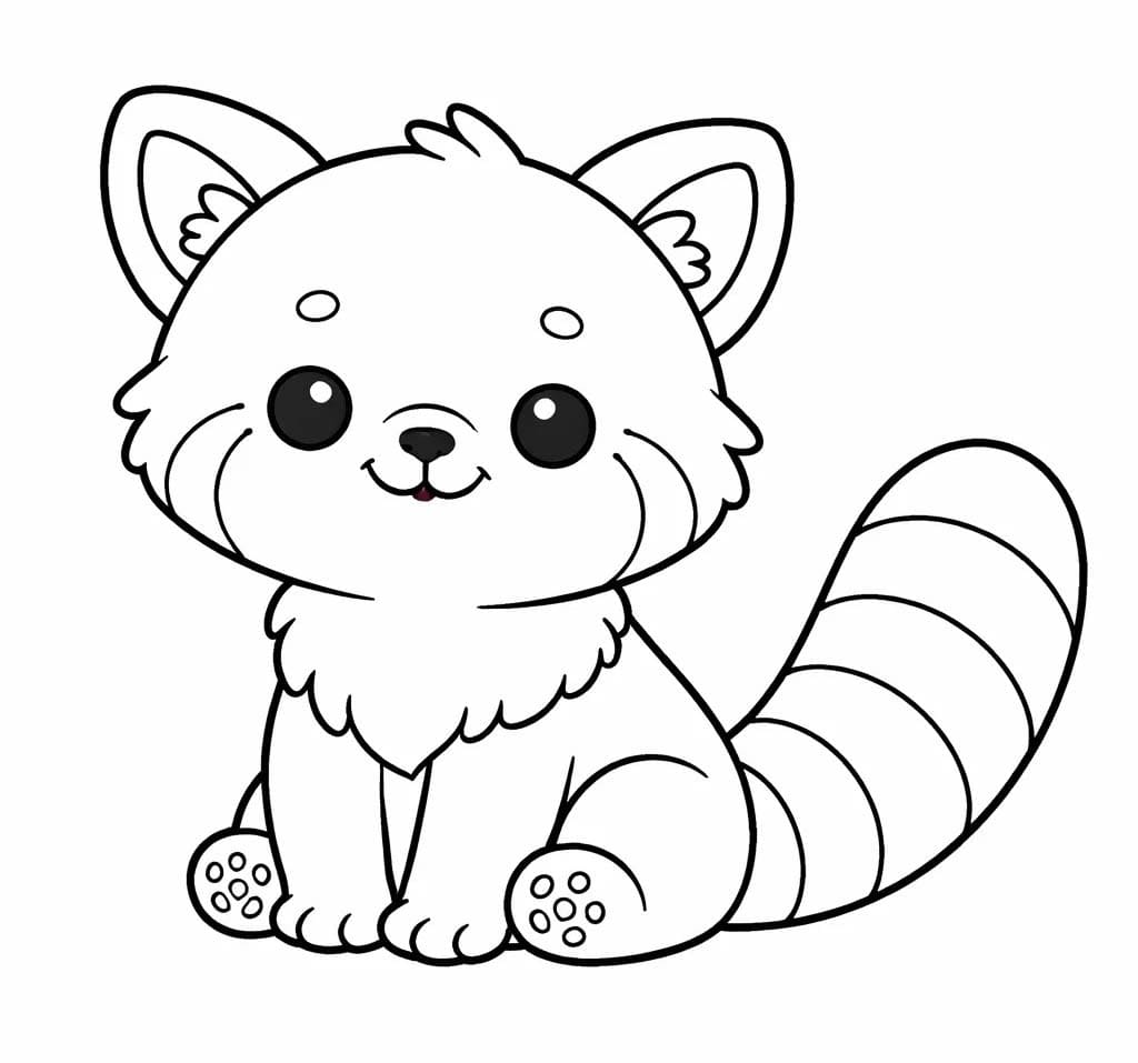 Panda červená zdarma prostý omalovánka