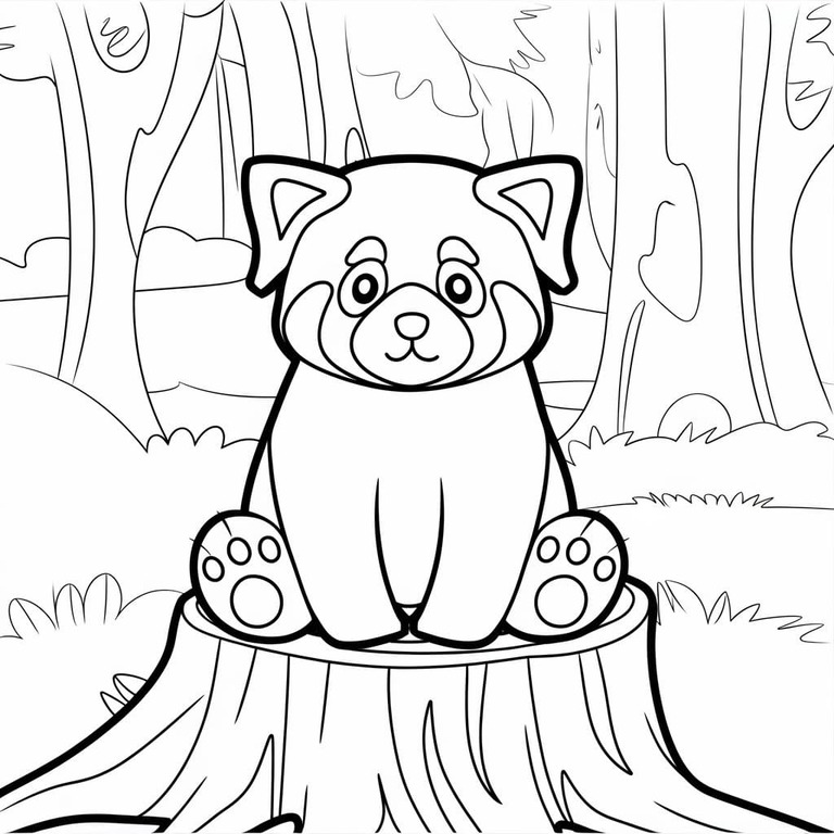 Panda červená zdarma základní tisknutelné omalovánka