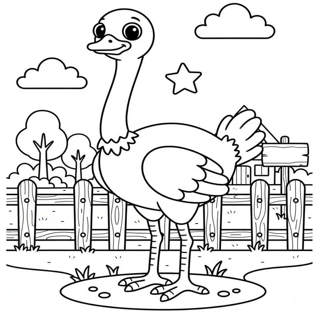 Pštros 1 omalovánka