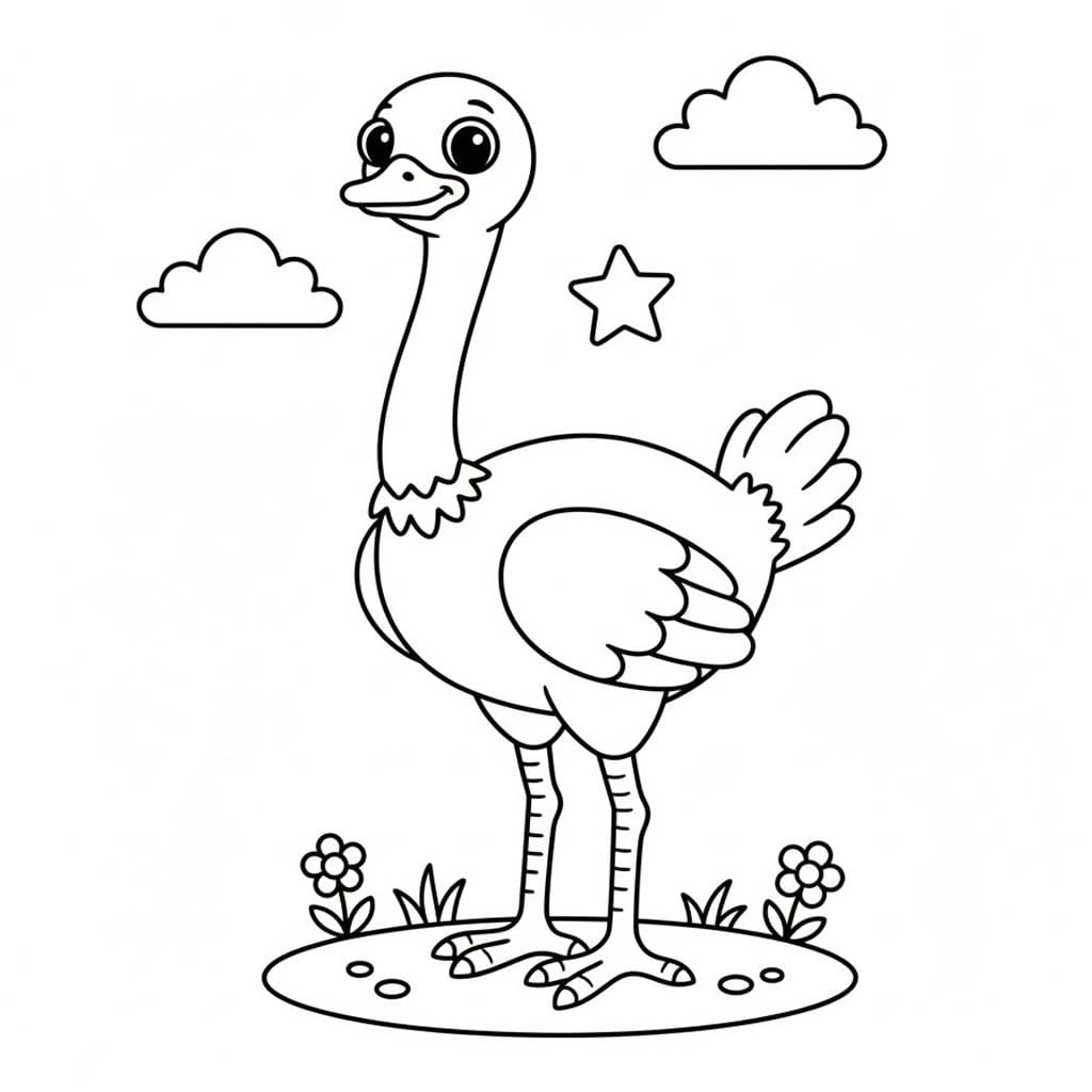 Pštros 2 omalovánka