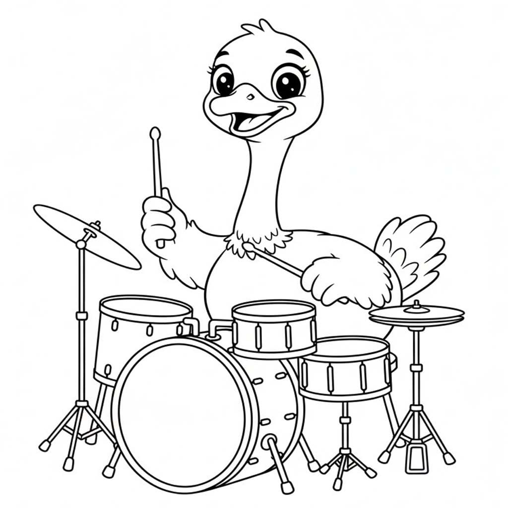 Pštros 5 omalovánka