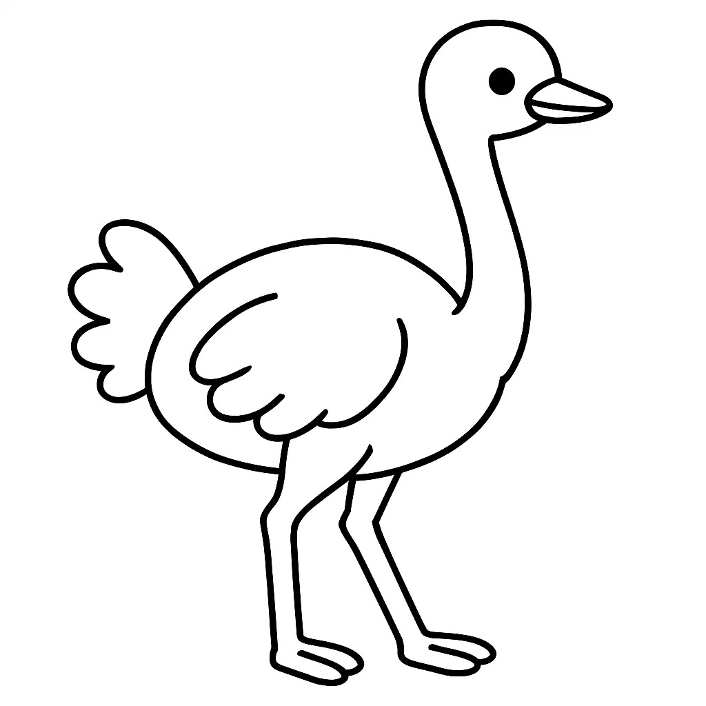 Pštros tisknutelné pro děti omalovánka