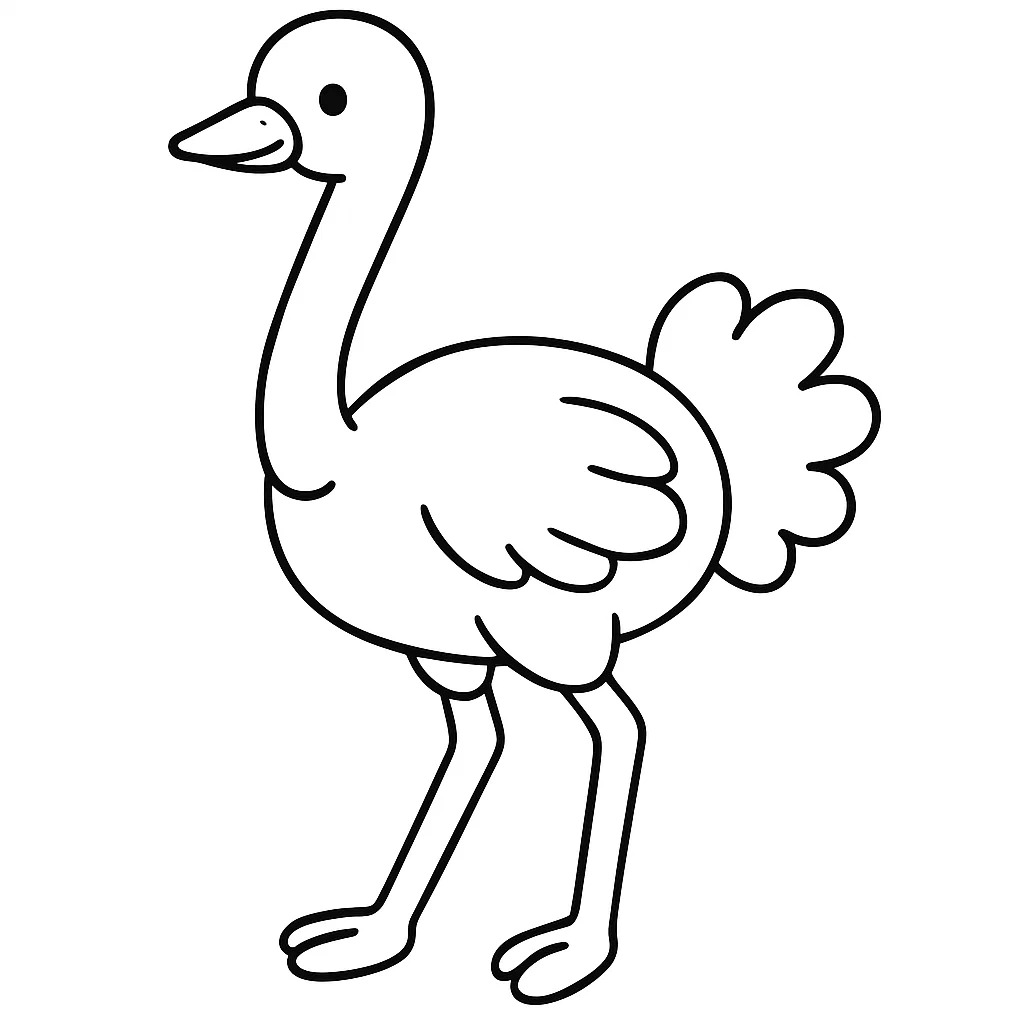 Pštros zdarma tisknutelné pro děti omalovánka