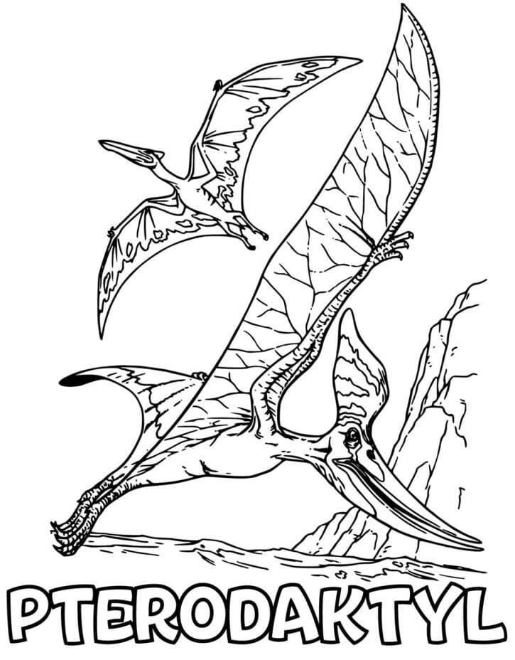 Pterodaktyl zdarma snadný omalovánka