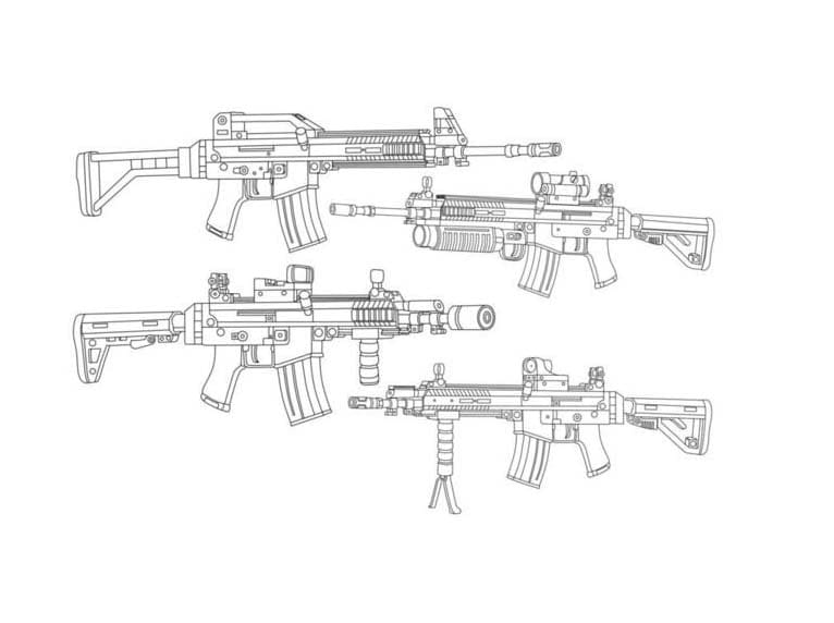 Zbraně 2 omalovánka