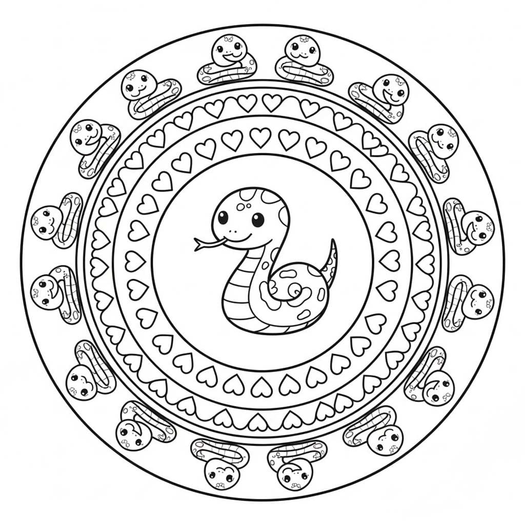 Zvířata Mandaly Had omalovánka