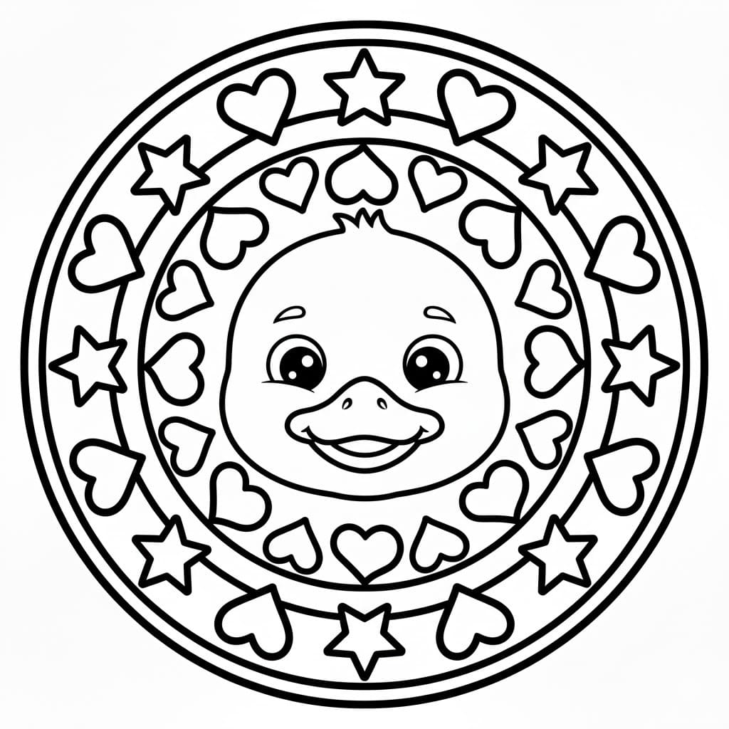 Zvířata Mandaly Kachna omalovánka