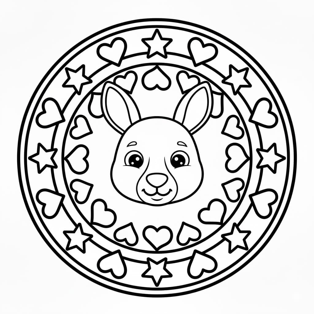 Zvířata Mandaly Klokan omalovánka