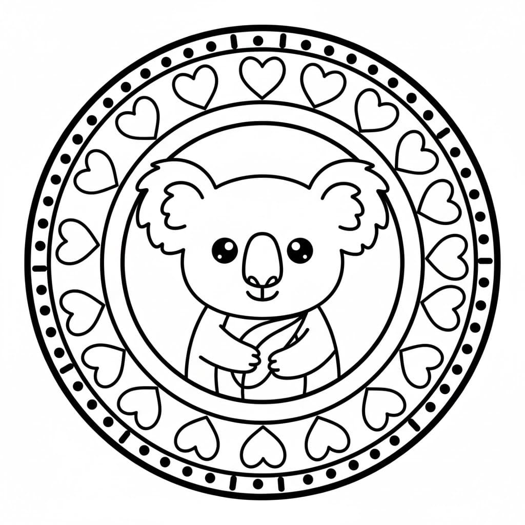 Zvířata Mandaly Koala omalovánka