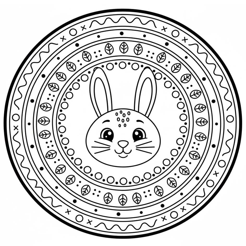 Zvířata Mandaly Králičí omalovánka