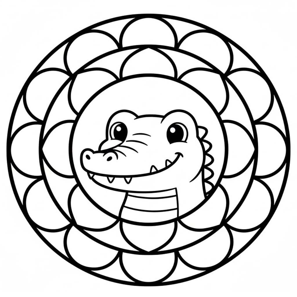 Zvířata Mandaly Krokodýl omalovánka