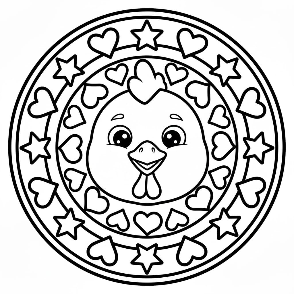 Zvířata Mandaly Kuře omalovánka