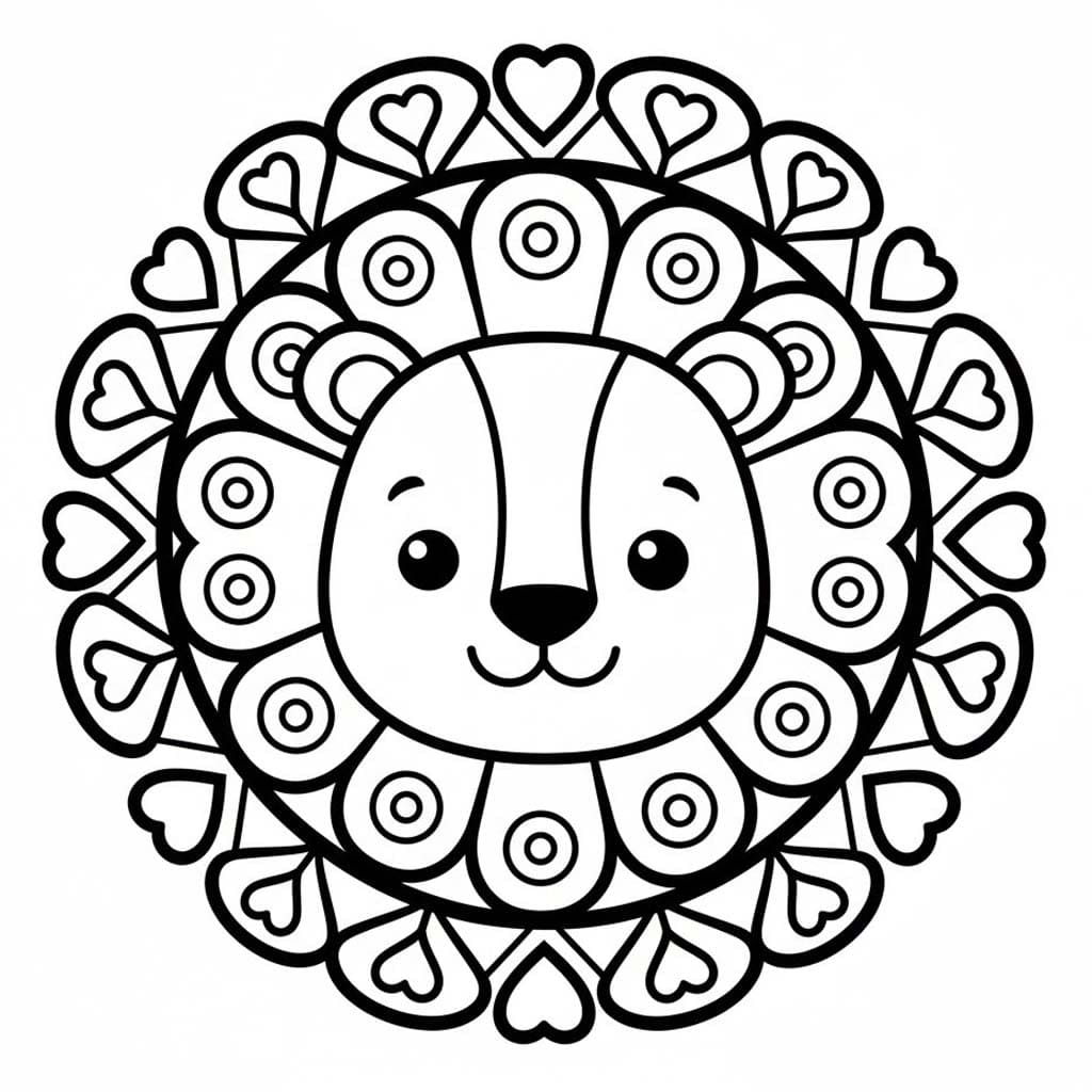 Zvířata Mandaly Lev omalovánka