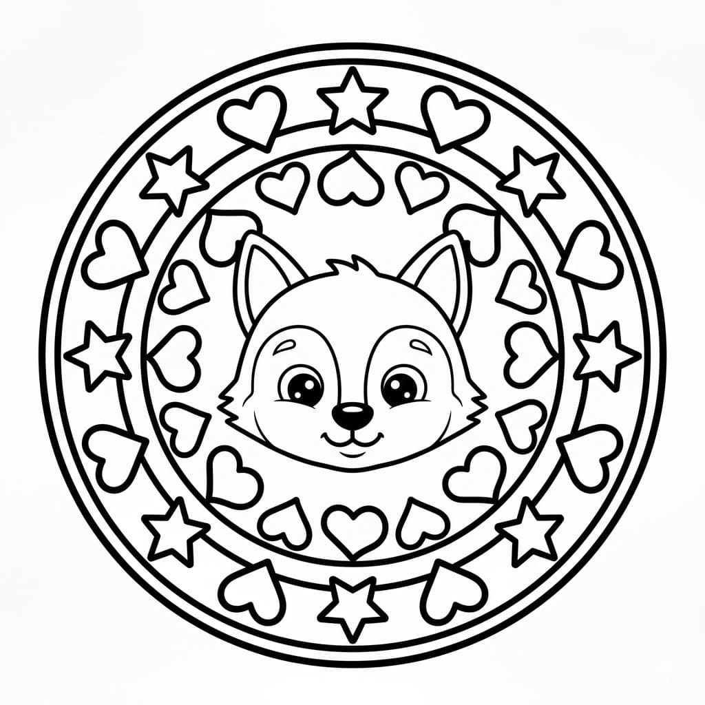 Zvířata Mandaly Liška omalovánka