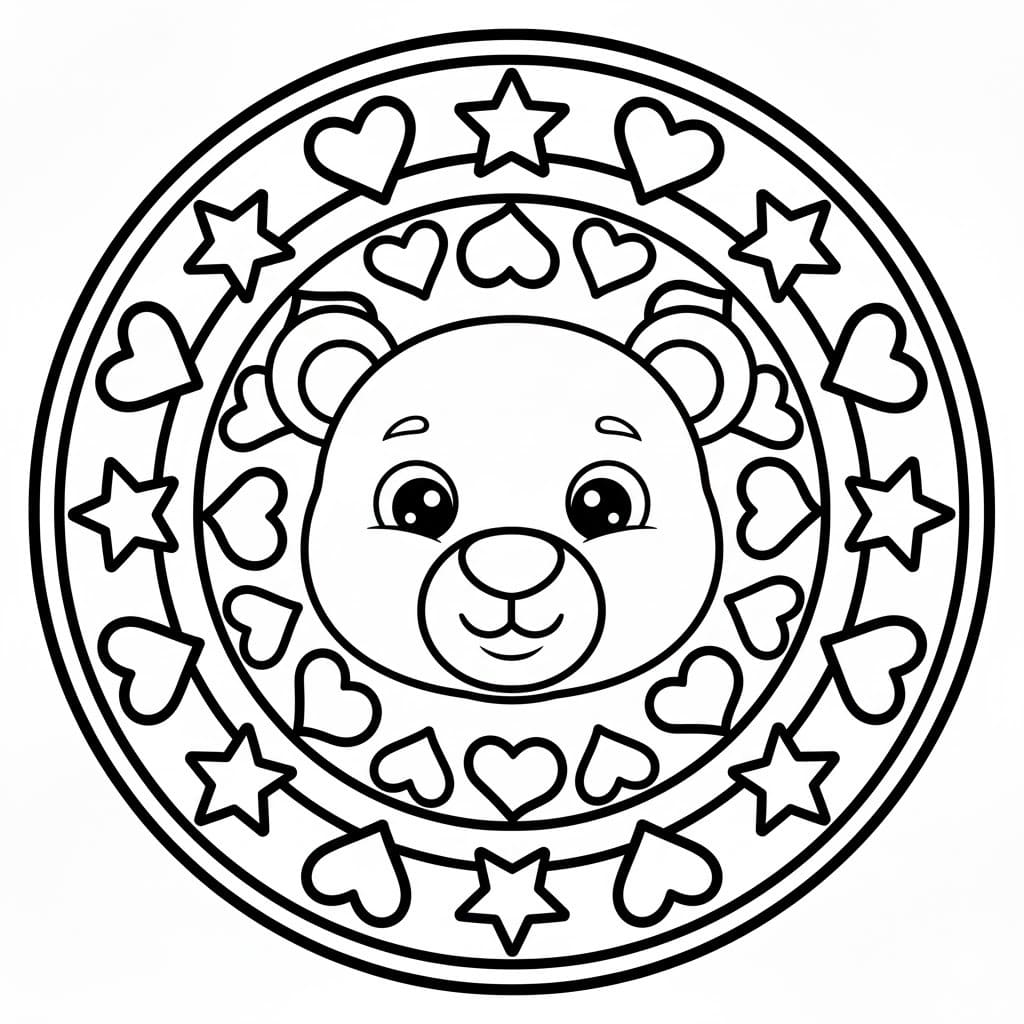 Zvířata Mandaly Medvěd omalovánka