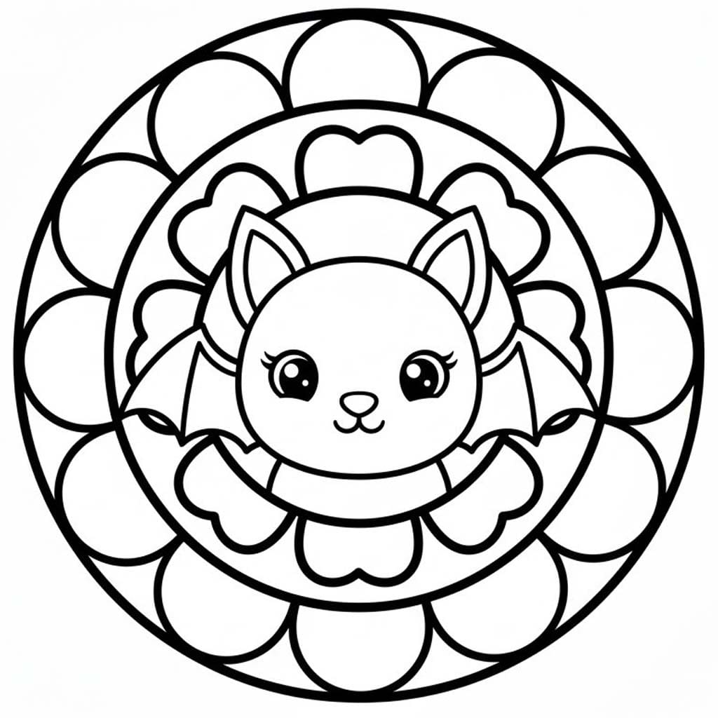 Zvířata Mandaly Netopýr omalovánka