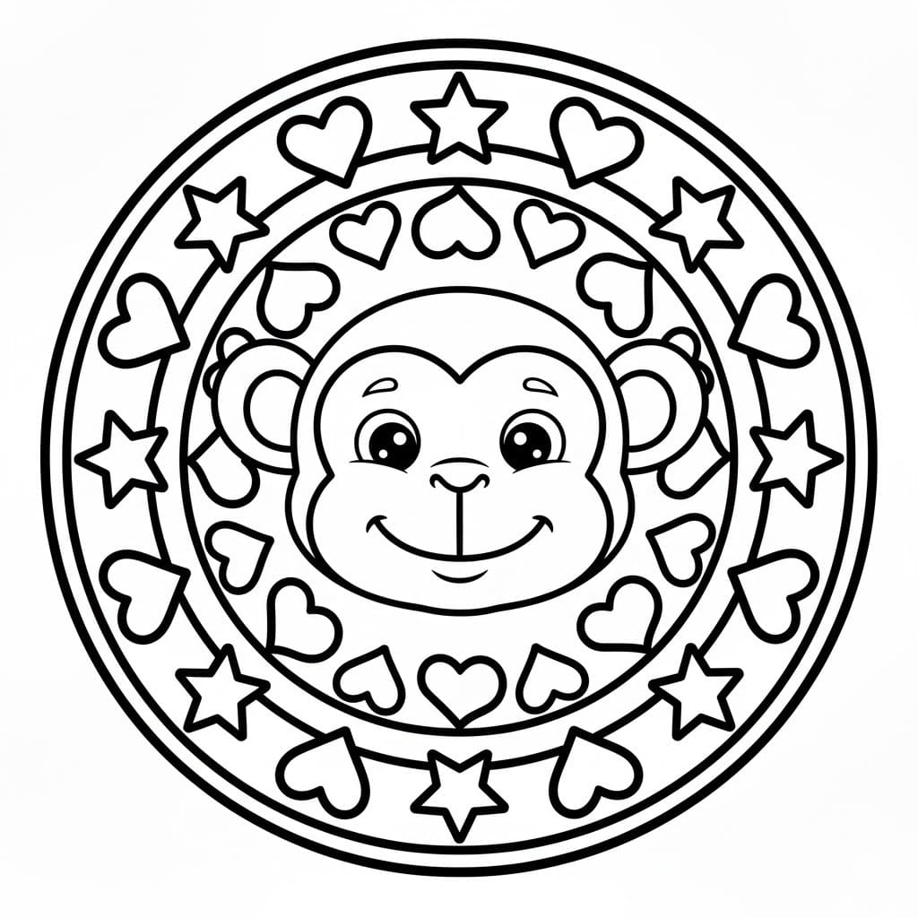 Zvířata Mandaly Opice omalovánka