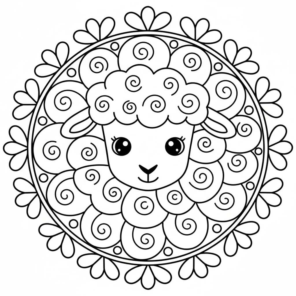 Zvířata Mandaly Ovce omalovánka