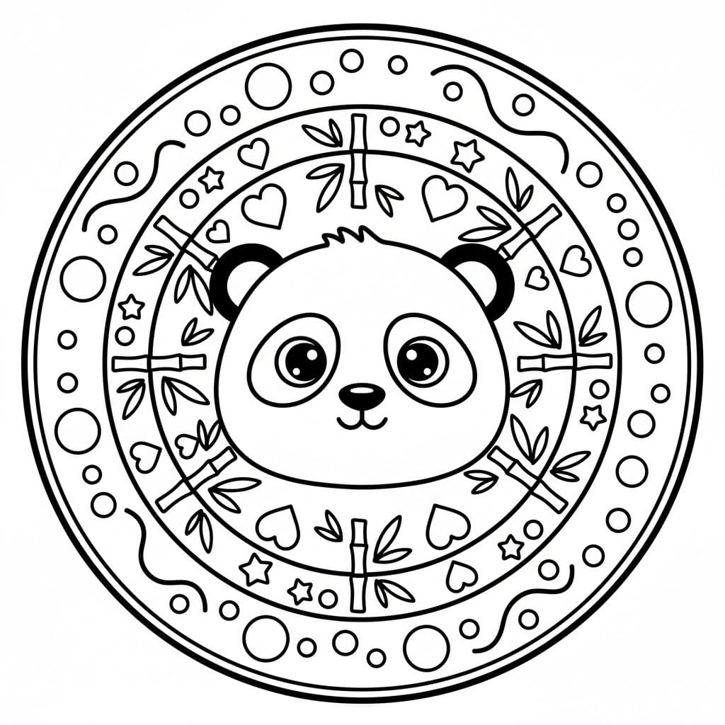 Zvířata Mandaly Panda omalovánka