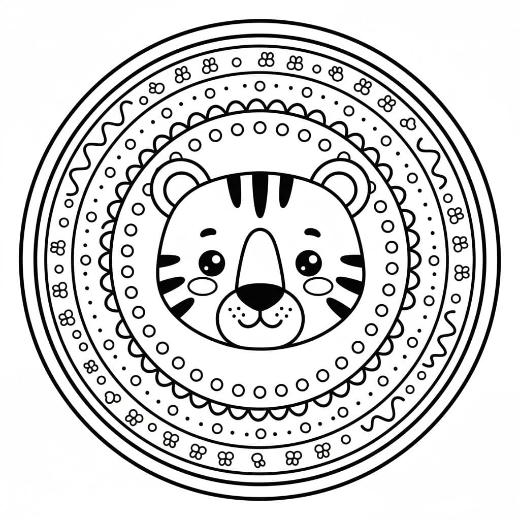 Zvířata Mandaly Tygr omalovánka