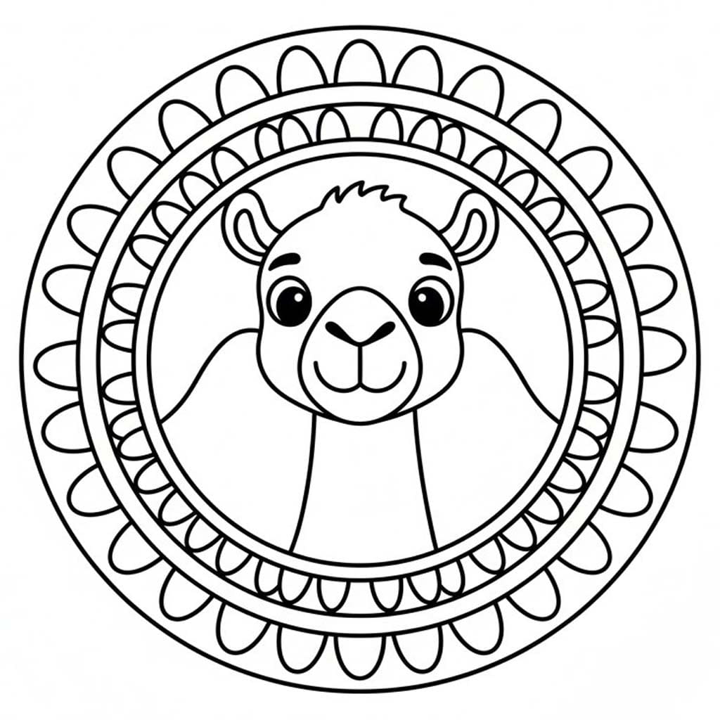 Zvířata Mandaly Velbloud omalovánka