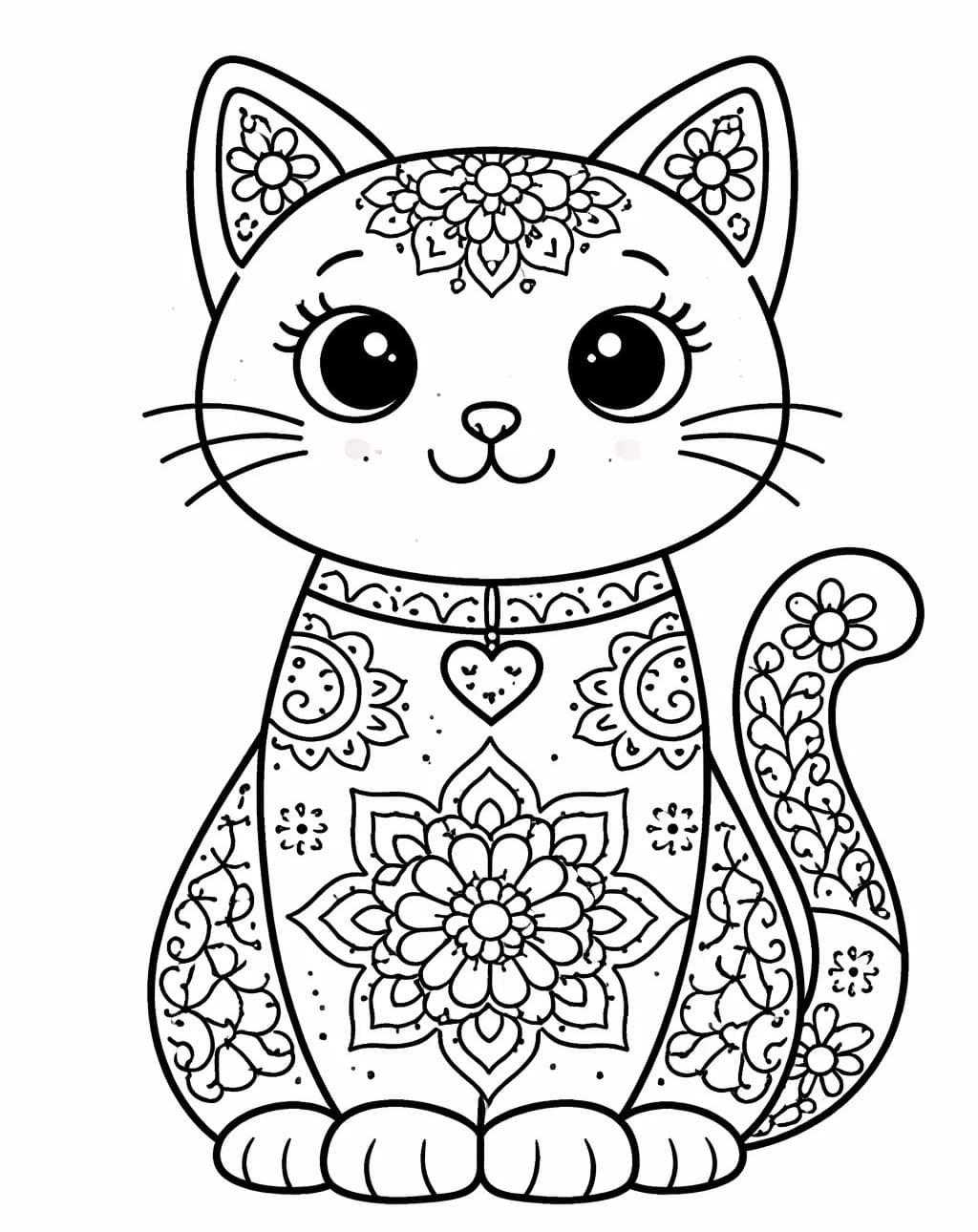 Zvířata Mandaly kočka omalovánka