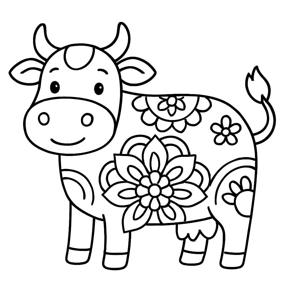 Zvířata Mandaly kráva omalovánka