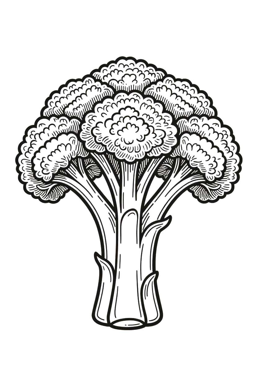 Brokolice zdarma tisknutelné pro děti omalovánka