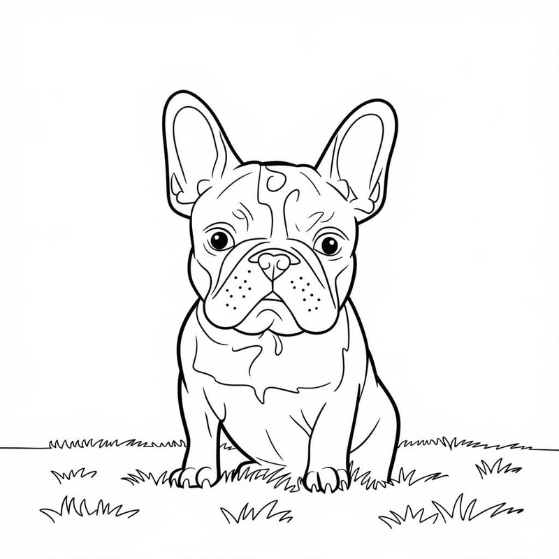 Francouzský Buldoček zdarma prostý tisknutelné omalovánka