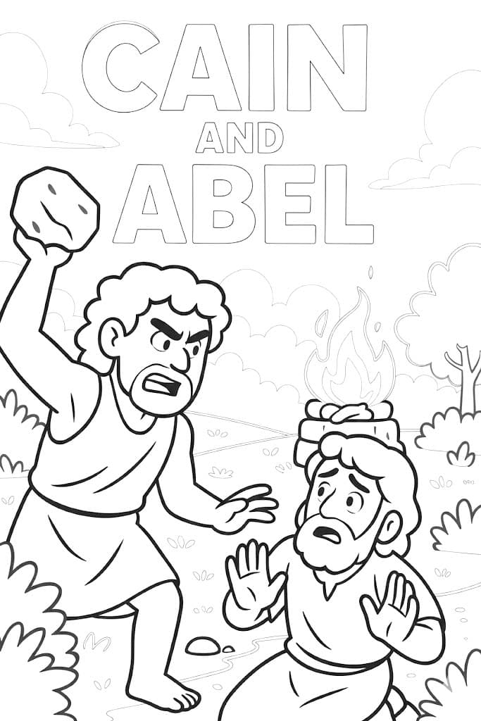 Kain a Ábel k vytisknutí omalovánka