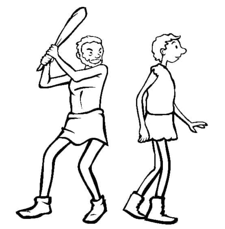 Kain a Ábel pro děti omalovánka