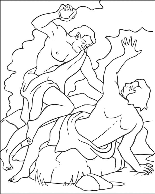 Kain a Ábel snadný tisknutelné omalovánka
