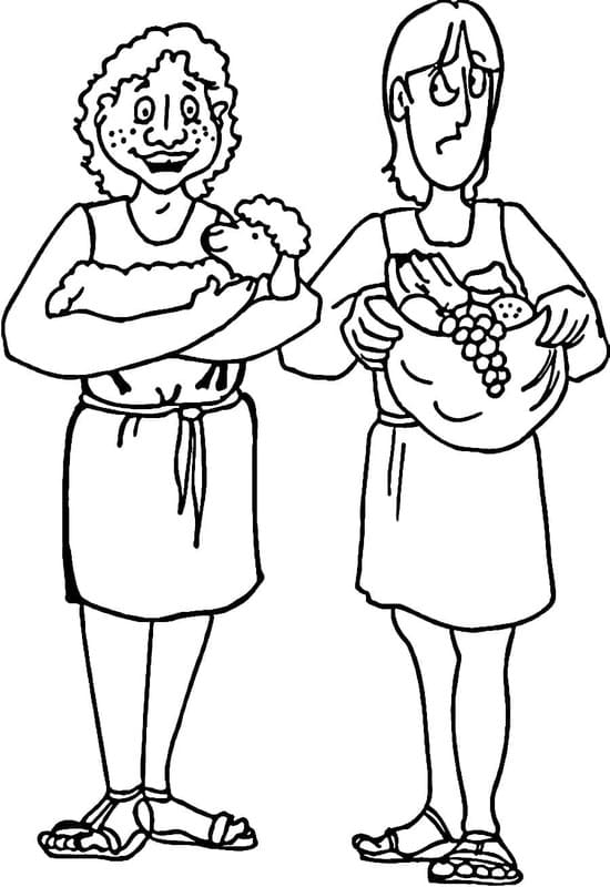 Kain a Ábel základní tisknutelné omalovánka