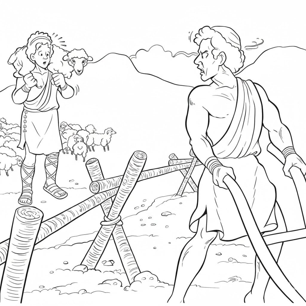 Kain a Ábel zdarma omalovánka