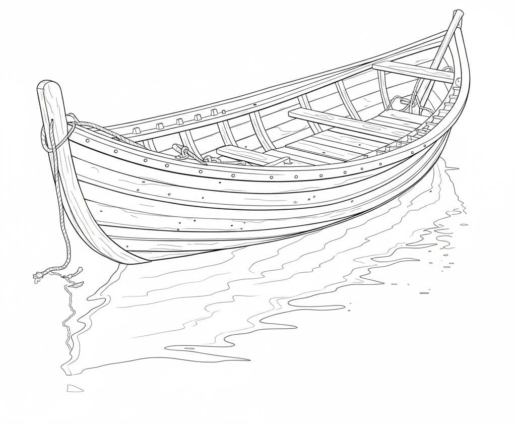 Kánoe k vytisknutí zdarma omalovánka