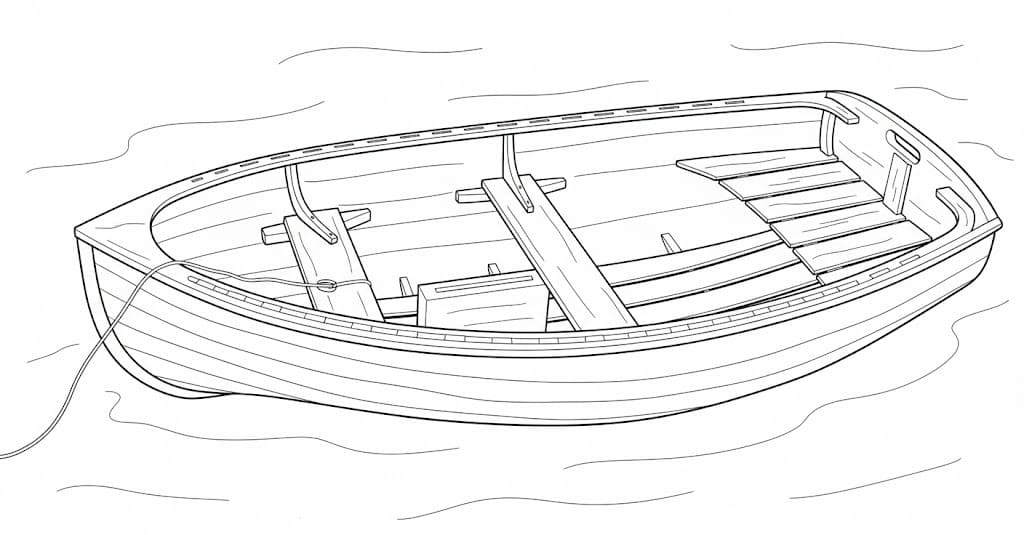 Kánoe snadný tisknutelné omalovánka
