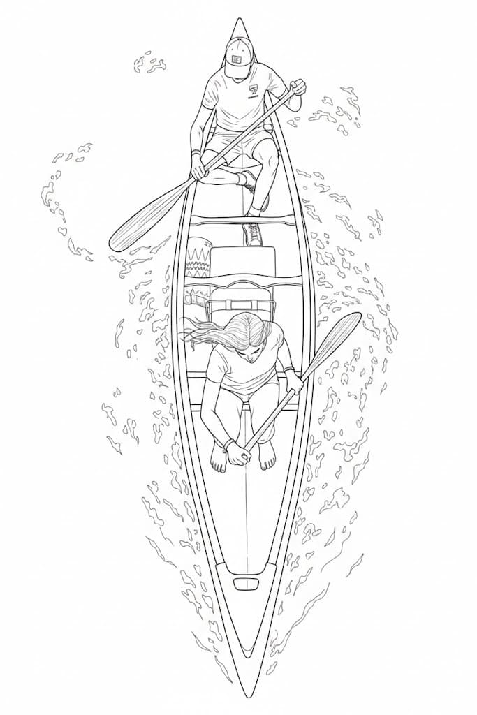 Kánoe zdarma snadný tisknutelné omalovánka