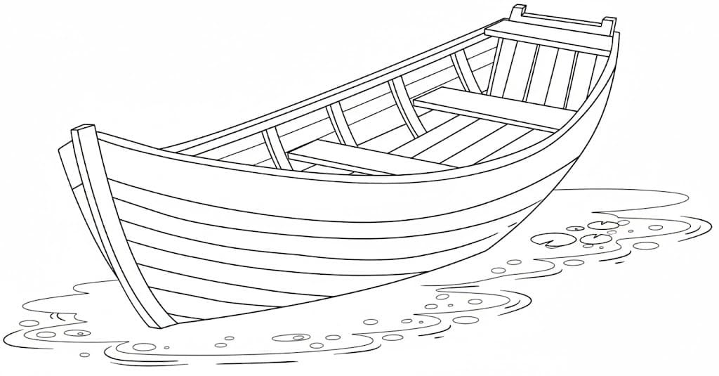 Kánoe zdarma základní tisknutelné omalovánka