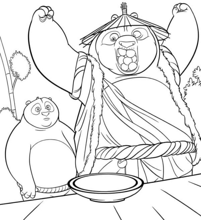 Kung Fu Panda prostý tisknutelné omalovánka