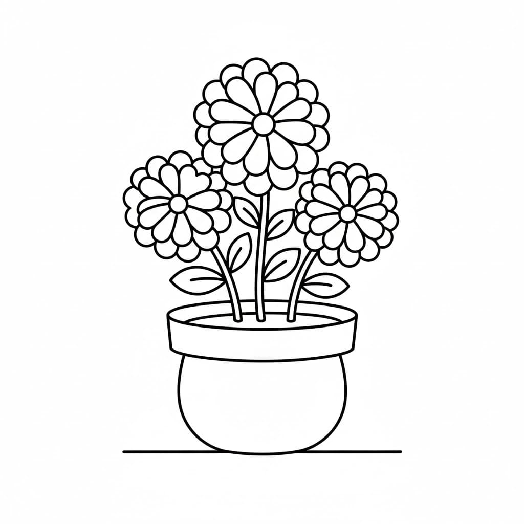 Květináč zdarma prostý tisknutelné omalovánka