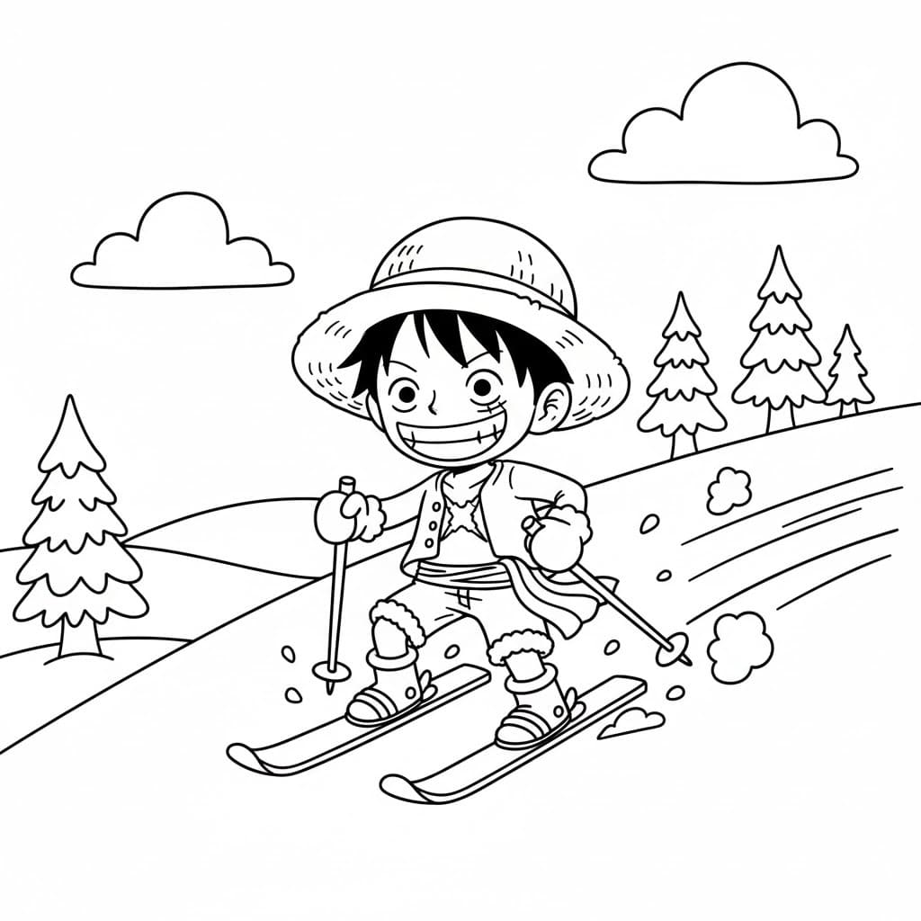 Luffy zdarma prostý omalovánka