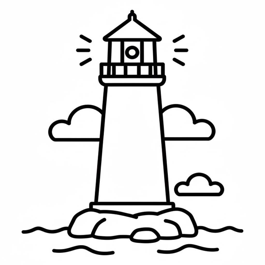 Maják zdarma základní tisknutelné omalovánka