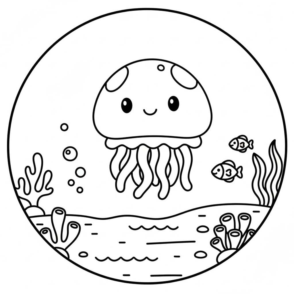 Medúza k vytisknutí zdarma omalovánka