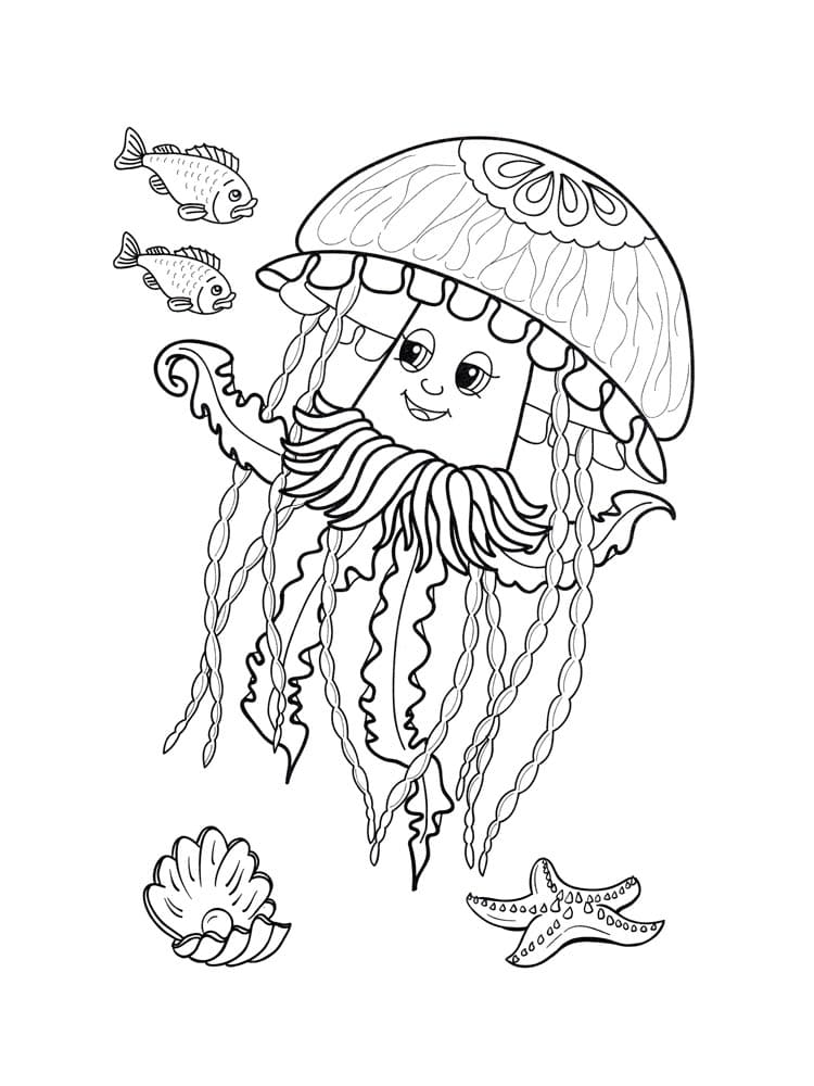 Medúza snadný tisknutelné omalovánka